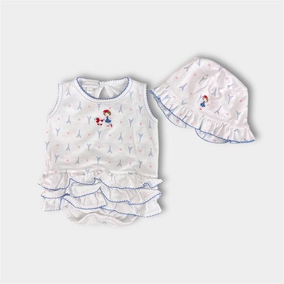 Magnolia Baby Other - Magnolia Baby Ruffle Bubble Romper & Sun Hat Paris Print 6 Months